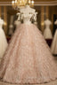 Champagne Pink Off the Shoulder Quinceanera Dress