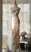 Champagne Retro Bodycon Dress Chiffon One Shoulder Beaded Long Prom Dress Graduation Prom Dress