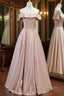 Champagne Satin Off the Shoulder Prom Dress