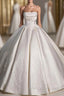 Champagne Satin Strapless Lace Wedding Dress