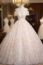 Champagne Sequins Flower Off the Shoulder Quinceanera Dress