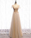 Champagne Sweetheart Tulle Lace Long Prom Dress Champagne Formal Dress