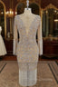 Champagne Tulle Beads Mermaid Short Prom Dress, Champagne Evening Dress