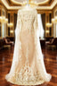 Champagne Tulle Lace Cowl Mother of the Bride Dress for Weddings