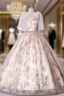Champagne Tulle Lace Quinceanera Dress