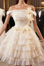 Champagne Tulle Lace Short Prom Dress Homecoming Dress, Lovely A-Line Party Dress