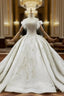 Champagne Tulle Off the Shoulder Sequins Appliques Wedding Dress