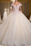 Champagne Tulle Pink Sequins Off the Shoulder Quinceanera Dress