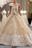 Champagne Tulle Sequins Beading Strapless Prom Dress