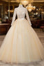 Champagne Tulle Sequins Long Sleeve Square Quinceanera Dress