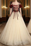 Champagne Tulle Spaghetti Straps Prom Dress