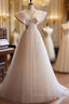 Champagne Tulle V-neck Wedding Dress