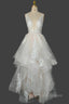 Champagne V-Neck Long Prom Dress A-Line Tulle Formal Evening Dress