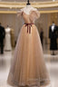 Champagne Wave Point Spagehtti Straps Prom Dress