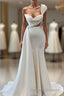 Charming One Shoulder Mermaid Sleeveless Asymmetrical Stretch Satin Prom Dress
