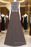 Cheap A-Line Chiffon Backless Cap Sleeve Prom Dress With Beading