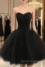Cheap homecoming Dress Black Ball Gown Sweetheart Short Prom Dress