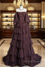 Chic Ball Gown Off The Shoulder Long Sleeves Evening Dress Tulle Long Prom Dress