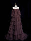 Chic Ball Gown Off The Shoulder Long Sleeves Evening Dress Tulle Long Prom Dress