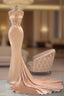 Chic Champagne Sleeveless Mermaid Prom Dress Long Evening Gowns