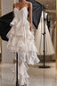 Chic High Low Spaghetti Straps Prom Dress Birthday Dress With Ruffles