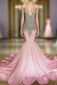Chic High-neck Sleeveless Mermaid Prom Dress With Beading