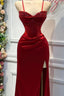 Chic Mermaid Spaghetti StrapsSatin Long Formal Dress With Beading Wedding Guest Dress