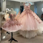Chic Pink Prom Dress Hand Made Flowers 18Th Birthday Outfits