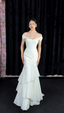 Chic Mermaid White Bridal Shower Dress Chiffon Off-Shoulder Long Evening Dress