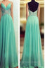 Chiffon Spaghetti Straps Sleeveless Floor-Length With Beading Dress
