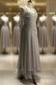 Chiffon Spaghetti Straps Transparent Beads Sweetheart Neck Grey Long Prom Dress