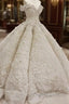 Classic Off theshoulder Luxurious Appliques Ball Gown Wedding Dress