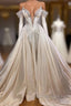 Classic V-Neck Long Sleeves Prom Dress with Beads