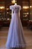 Classy A Line Off The Shoulder Lilac Tulle Long Evening Dress Prom Dress
