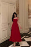 Classy A Line Spaghetti Straps Red Prom Dresses Birthday Outfits Evening Gown