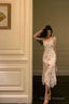 Classy A Line Straps Pink Floral Chiffon Prom Dresses Birthday Outfits Evening Gown