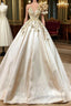 Classy Long A-Line Sweetheart Crystal Satin Ruffles Wedding Dress