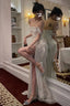 Classy Mermaid Off The Shoulder Sequin Slit Long Prom Dress