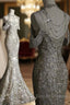 Classy Mermaid Off The Shoulder Silver Sequin Long Party Dress Prom Dress