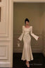 Classy Mermaid Square Neckline Long Sleeves Prom Dresses Birthday Outfits Evening Gown