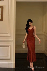 Classy Sheath Spaghetti Straps Red Lace Prom Dresses Birthday Outfits Evening Gown