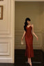 Classy Sheath Spaghetti Straps Red Lace Prom Dresses Birthday Outfits Evening Gown