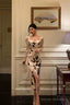 Classy Sheath Sweetheart Floral Satin Prom Dresses Birthday Outfits Evening Gown