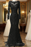 Custom Long Sleeves Prom Dress,Charming Beading Evening Dress,Lace Mermaid Prom Dress