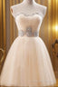 Custom Made A Line Sweetheart Neck Champagne Prom Dress, Short Champagne Bridesmaid Dress, Graduation Dress, Homecoming Dress