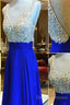 Custom Made A Line V Neck Backless Floor Length Royal Blue Prom Dress, Blue Formal Dress, Blue Bridesmaid Dress