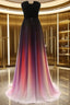 Custom Made Backless Ombre Chiffon Long Prom Dress, Ombre Bridesmaid Dress, Formal Dress