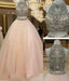 Custom Made High Neck Two Pieces Long Prom Gown, Evening Dress