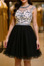 Custom Made Round Neck Cap Sleeves Beading Black Short Prom Dress Royal Blue Homecoming Dress, Evening Dress 2019