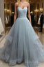 Custom Made Sweetheart Neck Floor Length Light Grey Prom Dress, Prom Gown, Formal Dress